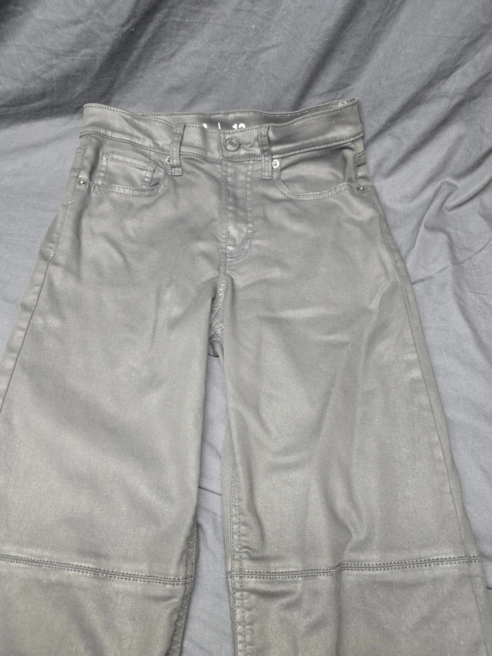 GAP Girls Teen 12 Sky High ’90s Loose Black Coated Faux Leather Pants